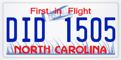 NC license plate DID1505