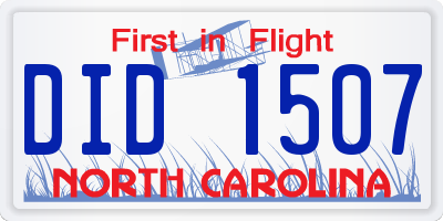 NC license plate DID1507