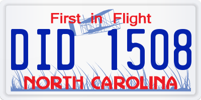 NC license plate DID1508