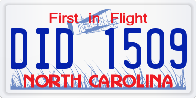 NC license plate DID1509