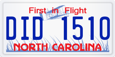 NC license plate DID1510