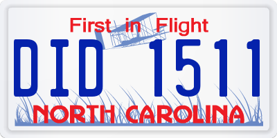 NC license plate DID1511