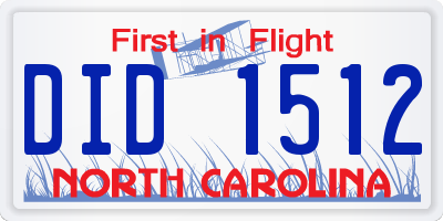 NC license plate DID1512