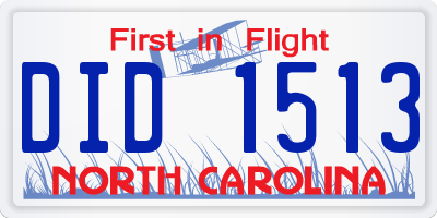 NC license plate DID1513