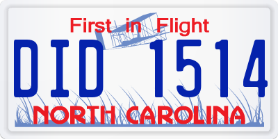 NC license plate DID1514