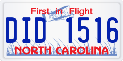 NC license plate DID1516