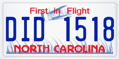NC license plate DID1518