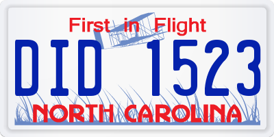 NC license plate DID1523