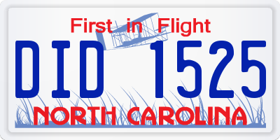 NC license plate DID1525