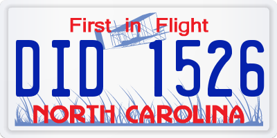 NC license plate DID1526