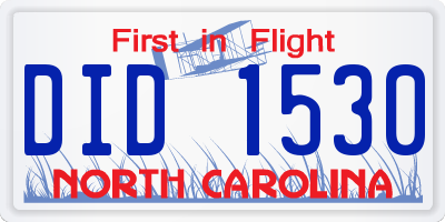NC license plate DID1530