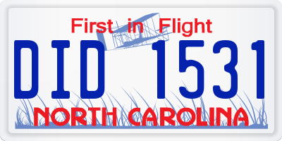 NC license plate DID1531