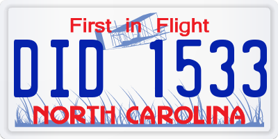 NC license plate DID1533