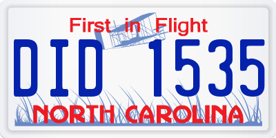 NC license plate DID1535