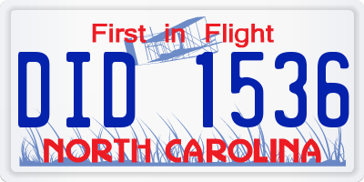 NC license plate DID1536