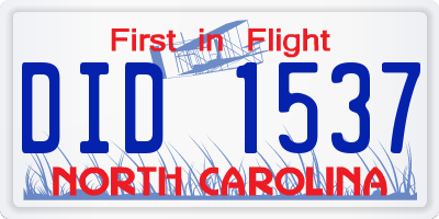 NC license plate DID1537