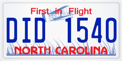 NC license plate DID1540