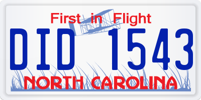 NC license plate DID1543