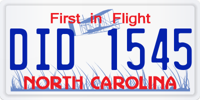 NC license plate DID1545