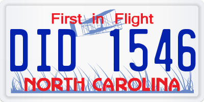 NC license plate DID1546