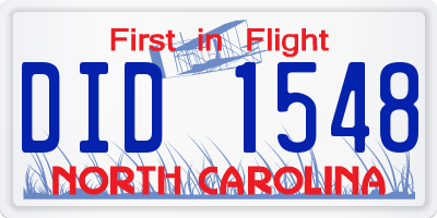 NC license plate DID1548
