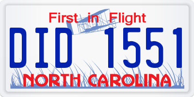 NC license plate DID1551