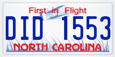 NC license plate DID1553