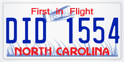 NC license plate DID1554