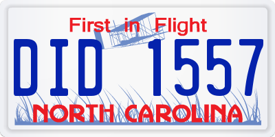 NC license plate DID1557