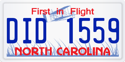 NC license plate DID1559
