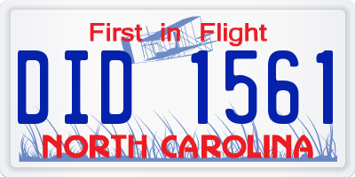 NC license plate DID1561