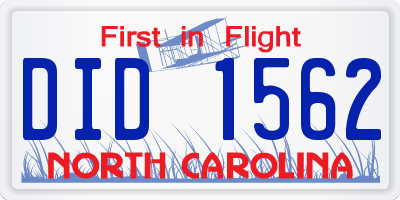NC license plate DID1562