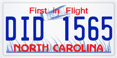 NC license plate DID1565
