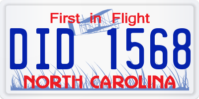 NC license plate DID1568