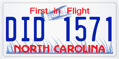 NC license plate DID1571