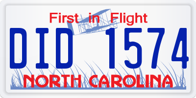 NC license plate DID1574