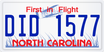NC license plate DID1577