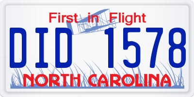 NC license plate DID1578