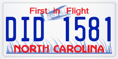 NC license plate DID1581