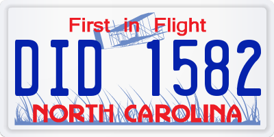 NC license plate DID1582