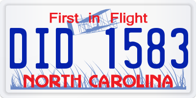 NC license plate DID1583