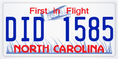 NC license plate DID1585
