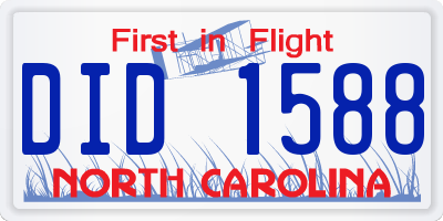 NC license plate DID1588