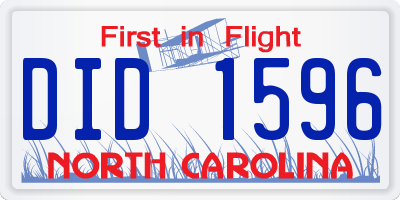 NC license plate DID1596
