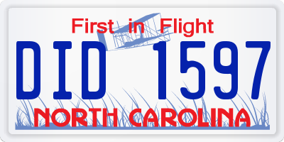 NC license plate DID1597