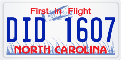 NC license plate DID1607