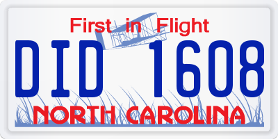 NC license plate DID1608