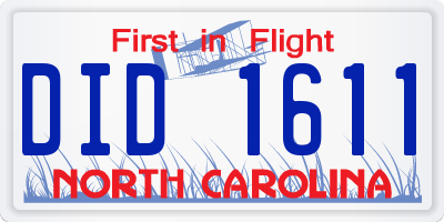NC license plate DID1611