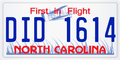 NC license plate DID1614