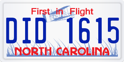 NC license plate DID1615
